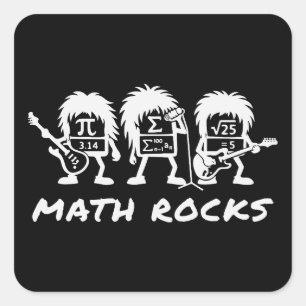 Adesivo Quadrado Matemática Rochas Humor de Banda de Rock Acadêmico