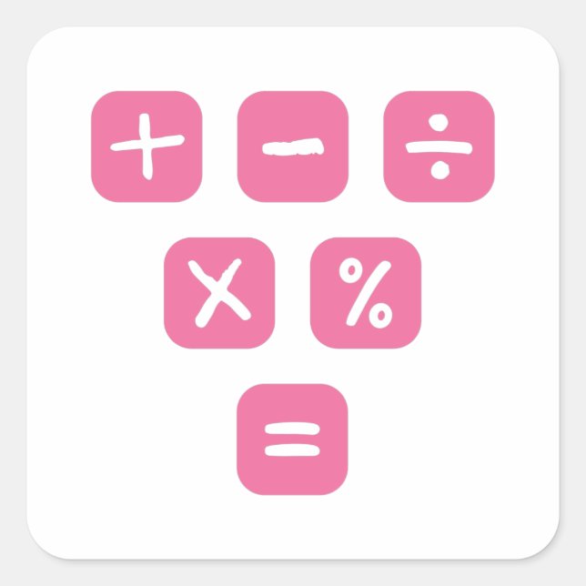 Adesivo Quadrado Matemática Símbolos matemáticos Sinais matemáticos (Frente)