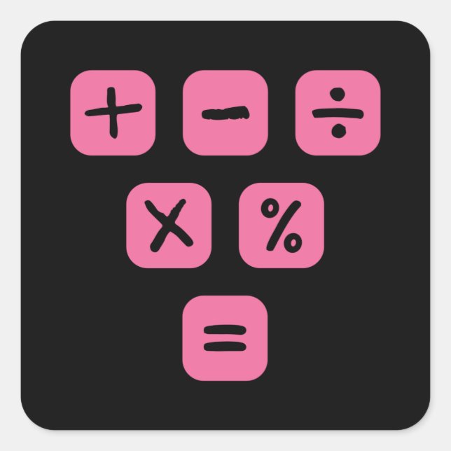Adesivo Quadrado Matemática Símbolos matemáticos Sinais matemáticos (Frente)