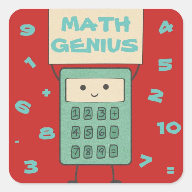 Adesivo Quadrado Math Genius (Frente)