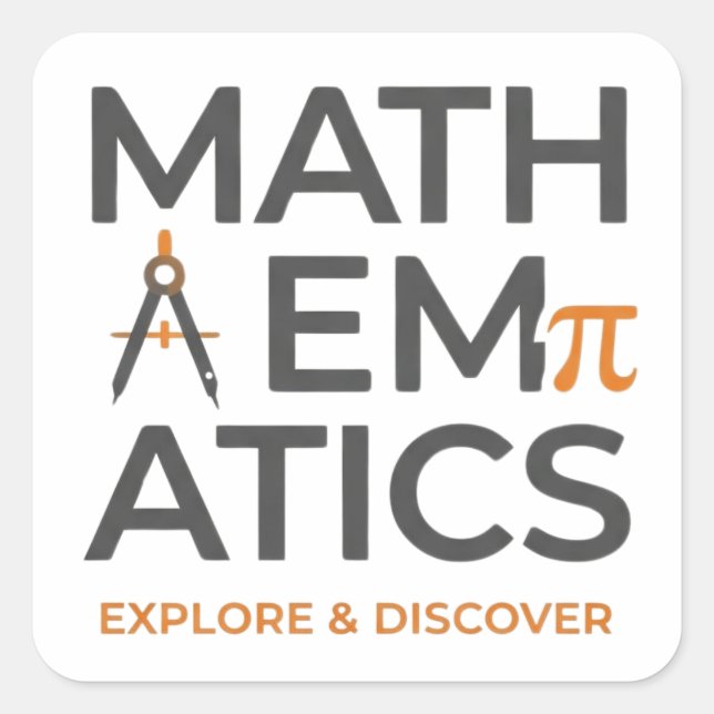 Adesivo Quadrado Math Teacher Typography Design (Frente)