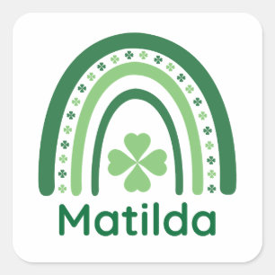 Adesivo Quadrado Matilda Nome Clover Boho Rainbow