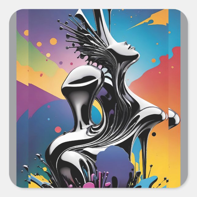 Adesivo Quadrado Matriz de Freak - Arte Surreal do Ken Gage (Frente)