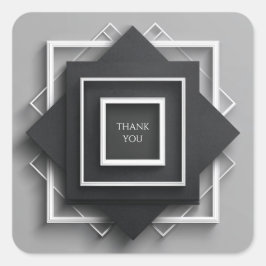 Adesivo Quadrado Matte Black & White Frame Moderno Casamento Elegan