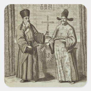 Adesivo Quadrado Matteo Ricci (1552-1610) e Paulus Li, 'de Chin