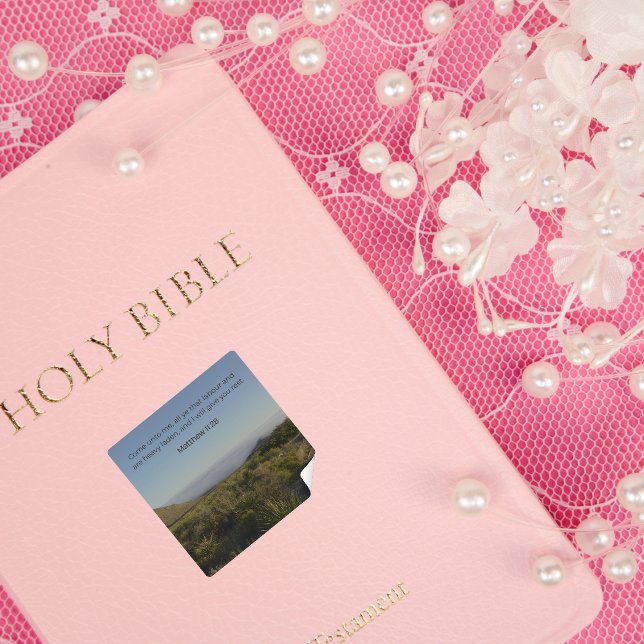 Adesivo Quadrado Matthew 11:28 Sticker – Desert Faith Collection (Criador carregado)