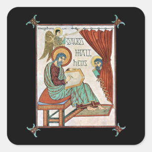 Adesivo Quadrado Matthew Do Manuscrito Medieval De Lindisfarne