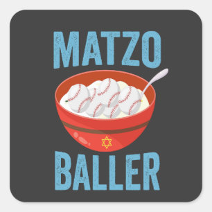 Adesivo Quadrado Matzo Baller Funny Baseball Hanukkah Holiday Gift