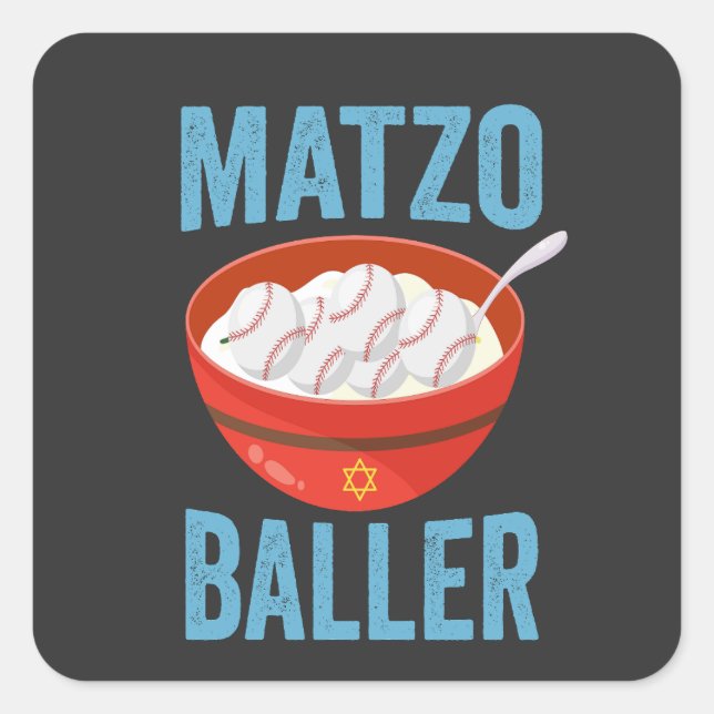 Adesivo Quadrado Matzo Baller Funny Baseball Hanukkah Holiday Gift (Frente)