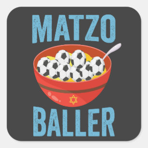 Adesivo Quadrado Matzo Baller Funny Soccer Hanukkah Holiday Gift