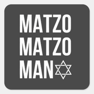 Adesivo Quadrado Matzo Matzo Man Jewish Hanukkah