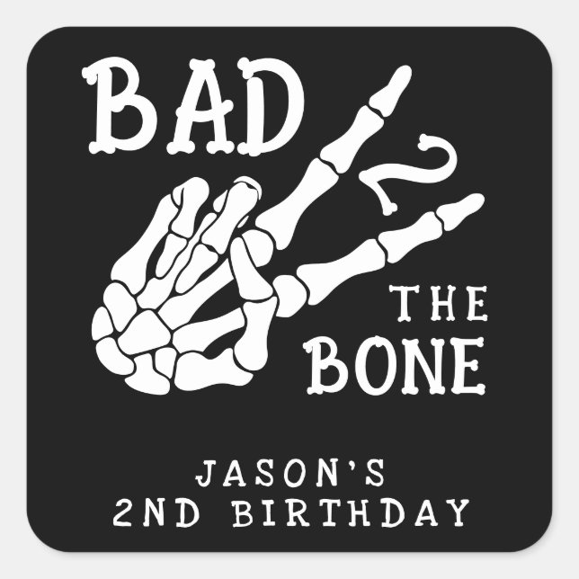 Adesivo Quadrado Mau até os Ossos Festa de 2 Anos de Aniversário (Frente)