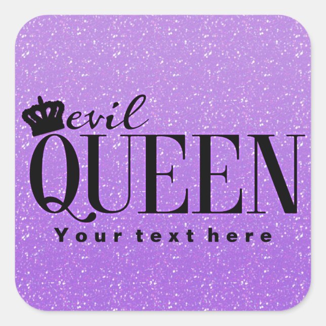 Adesivo Quadrado MAU QUEEN Purple Glitter Party Favor Sticker (Frente)