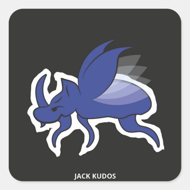 Adesivo Quadrado Mau Rhino Beetle Dark Cinza | Jack Kudos (Frente)