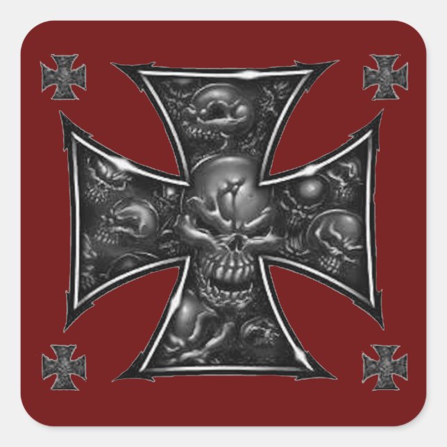 Adesivo Quadrado Mau Skulls Iron Cross (Frente)