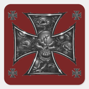 Adesivo Quadrado Mau Skulls Iron Cross