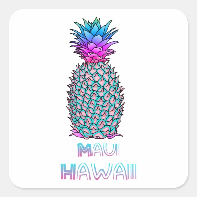 Adesivo Quadrado Maui Hawaii Pineapple (Frente)
