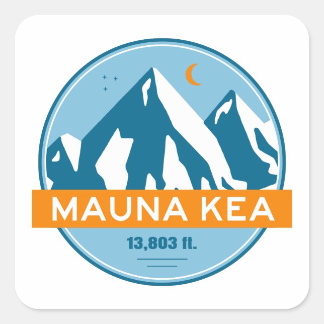 Adesivo Quadrado Mauna Kea Hawaii Stars Moon (Frente)