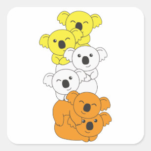 Adesivo Quadrado Maverique Flag Pride Lgbtq Cute Koala Pile Square