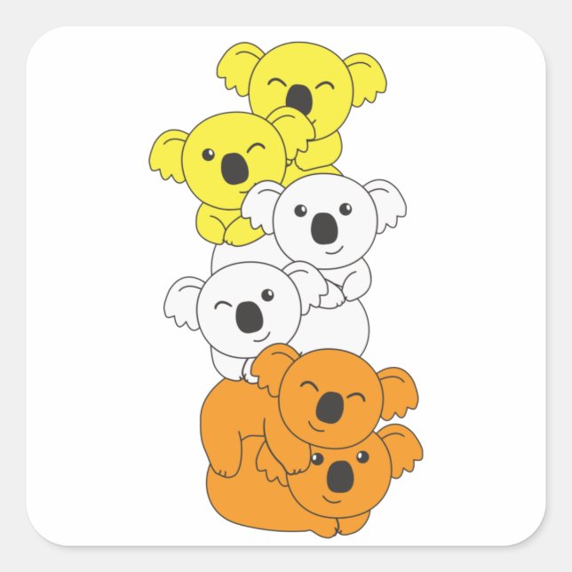 Adesivo Quadrado Maverique Flag Pride Lgbtq Cute Koala Pile Square (Frente)