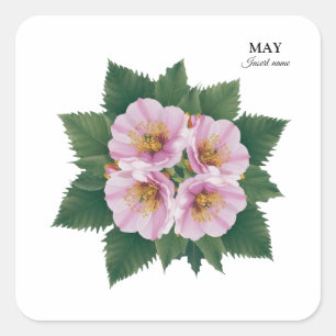 Adesivo Quadrado May Birthday Hawthorn Bloom: Floral Personalizado