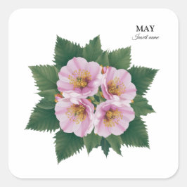 Adesivo Quadrado May Birthday Hawthorn Bloom: Floral Personalizado