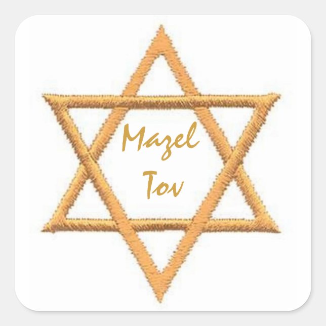 Adesivo Quadrado Mazel Tov/Star de David (Frente)