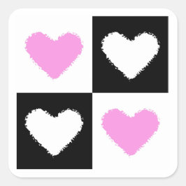 Adesivo Quadrado Mazipoodles Corações Abstração Rosa