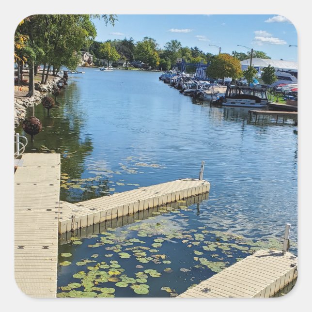 Adesivo Quadrado McHenry, Illinois Fox River Boatway (Frente)