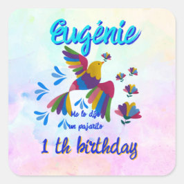 Adesivo Quadrado "Me lo dijo un pajarito" - Editable