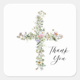 Adesivo Quadrado Meadow wildflower cruzou Religião Obrigado