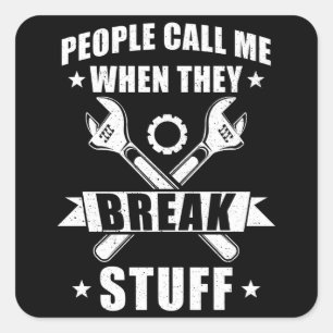 Adesivo Quadrado Mecânico dizendo engraçado