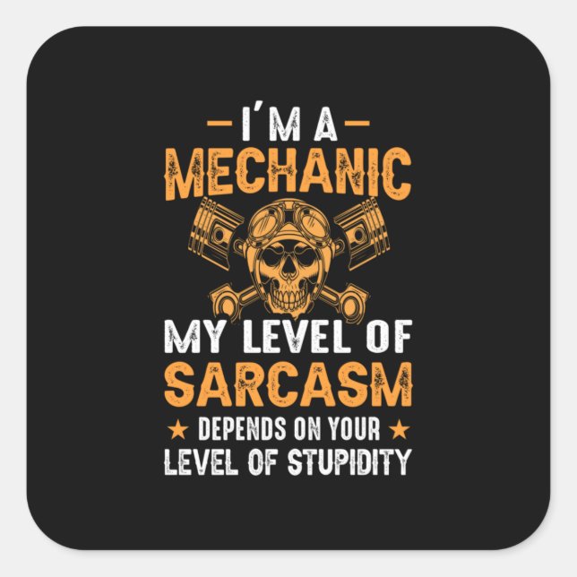 Adesivo Quadrado Mecânico Estou No Nível Mecânico (Frente)