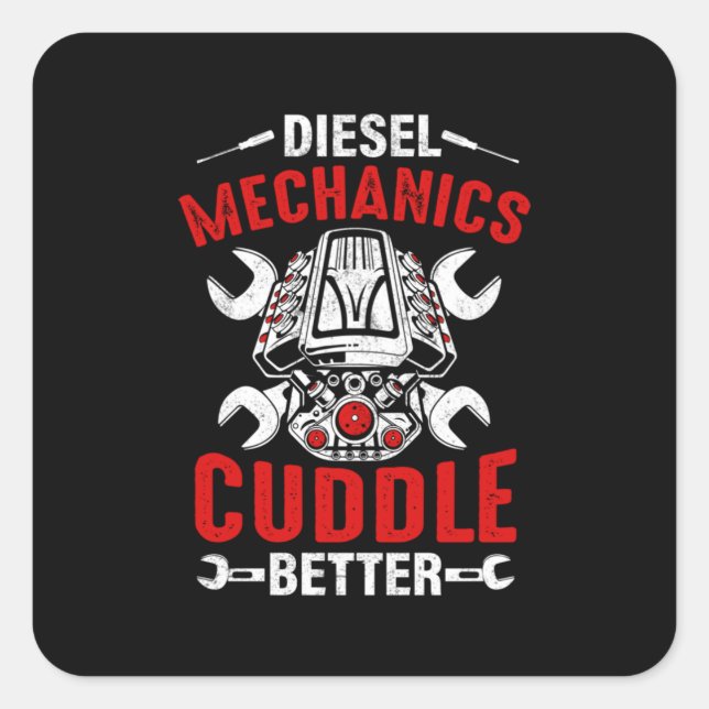 Adesivo Quadrado Mecanismos mecânicos para motores diesel mais efic (Frente)