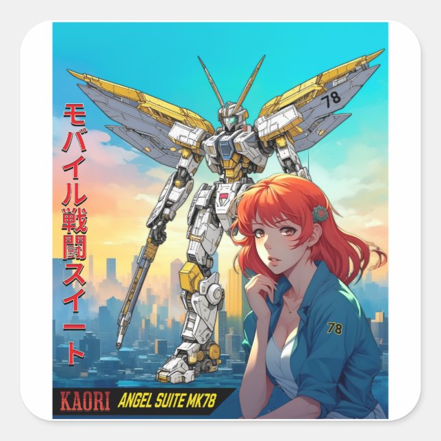 ADESIVO QUADRADO MECHA WARRIOR - O ANGEL SUITE MK78 DA KAORI (Frente)