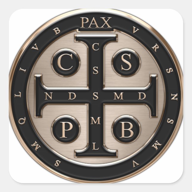 Adesivo Quadrado Medalha Benedict (Frente)