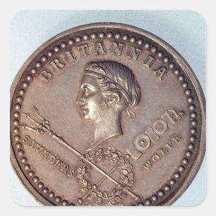 Adesivo Quadrado Medalha comemorativa da captura britânica de