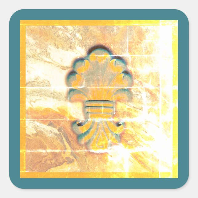 Adesivo Quadrado Medalhão de Oceano Azul (Frente)