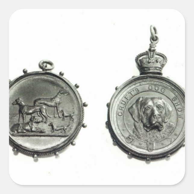 Adesivo Quadrado Medalhas da exposição de cães de Cruft, c.1910 (Frente)