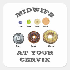 Adesivo Quadrado Medição de "No seu Cervix" de Parteira Engraçada