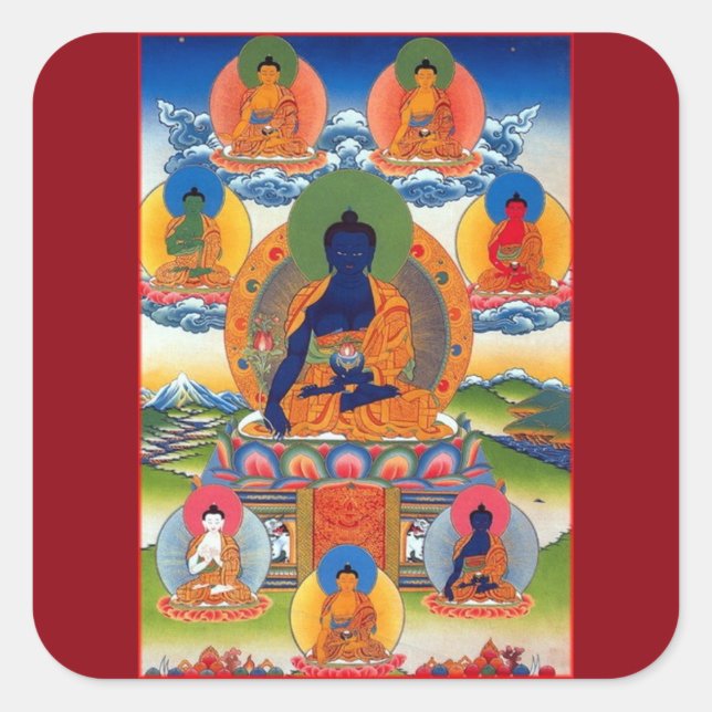 Adesivo Quadrado Medicina Buda Tibetana Arte Budista (Frente)