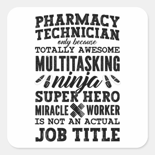 Adesivo Quadrado Medicine Hero Tech Pharmacist Pharmacy Technician (Frente)