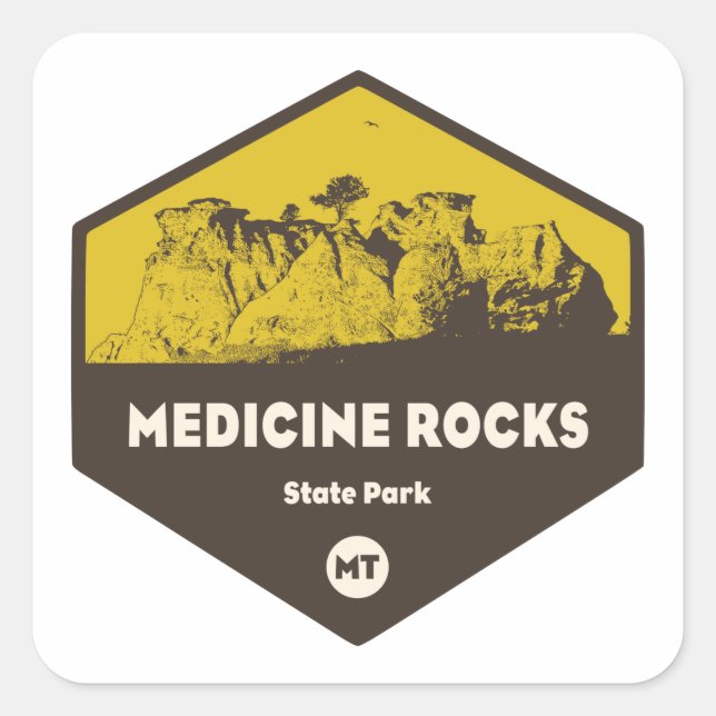Adesivo Quadrado Medicine Rocks State Park Montana (Frente)