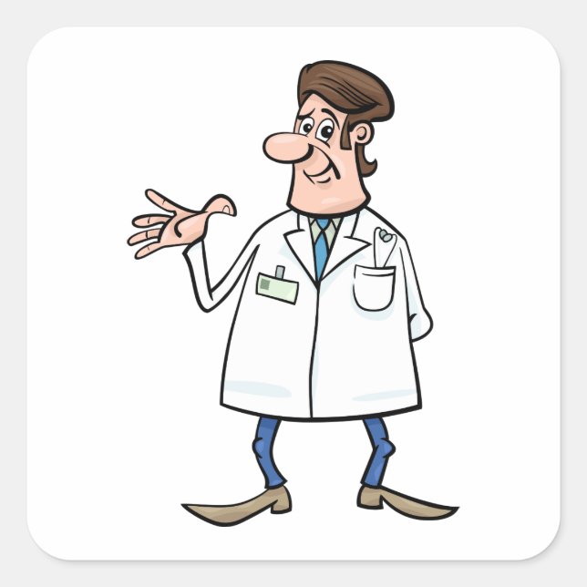 Adesivo Quadrado Médico Médico com Vinheta Quadrada (Frente)