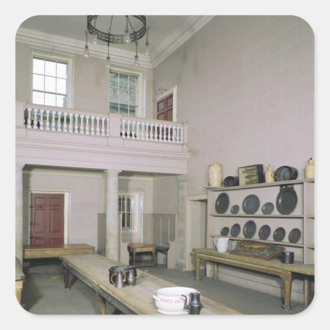 Adesivo Quadrado Médio interior da cozinha do século XVIII (Frente)
