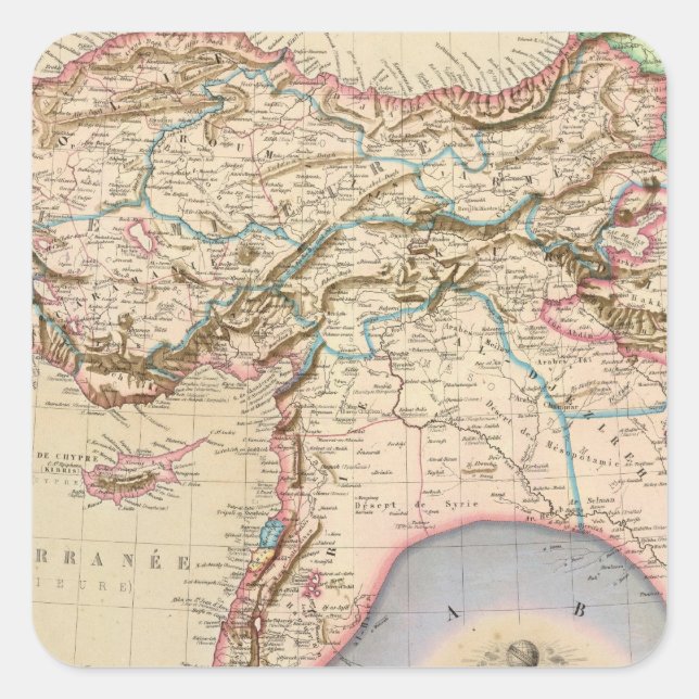 Adesivo Quadrado Médio Oriente, Turquia, Síria, Ásia (Frente)