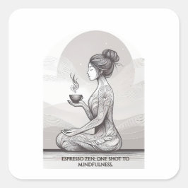 Adesivo Quadrado Meditação Espresso Zen Um Atirando Buda