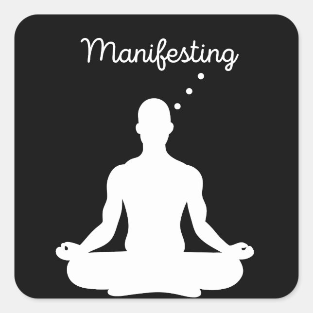 Adesivo Quadrado Meditação Manifestante Visual para Vibes Positivas (Frente)