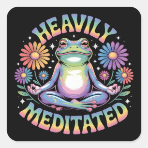 Adesivo Quadrado Meditado Pesadamente - Yoga T-Shirt