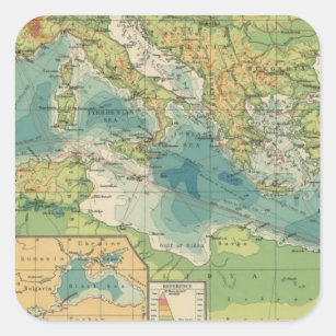 Adesivo Quadrado Mediterrâneo, cabos do Mar Negro, estações sem fio
